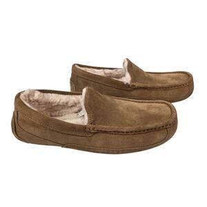 UGG AUSTRALIA MEN'S ASCOT CHESTNUT SUEDE SHEARLING LINED MOCCASIN SHOE US 11